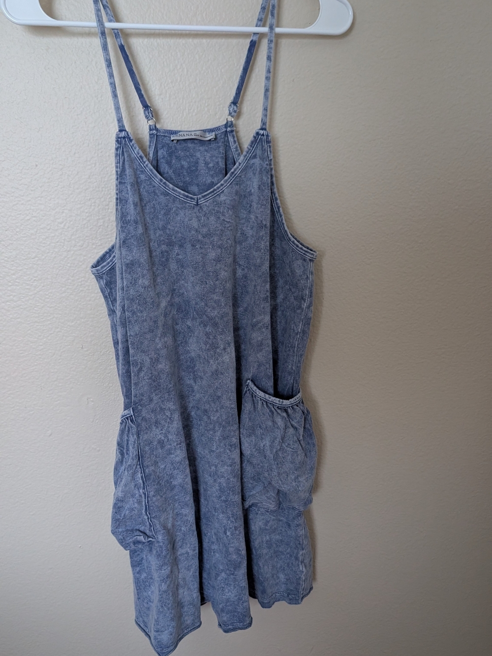 Zenana Outfitters Light Blue Acid-Wash Spaghetti Strap Mini Dress
